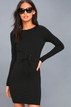 Lulus Hearts Aflame Black Lace-up Long Sleeve Bodycon Dress