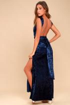 Lulus Dreams Of Sheen Navy Blue Velvet Convertible Maxi Dress
