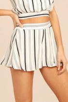 Lulus | Irreplaceable White Striped Shorts | Size X-large | 100% Rayon