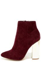 X2b Ashton Burgundy Suede Ankle Booties