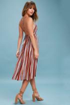 Montara Red Striped Backless Midi Dress | Lulus