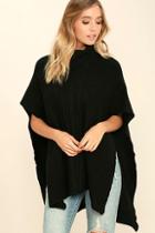 Love Stitch Morning Light Black Poncho Top