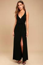 Lulus | Road To Rome Black Wrap Maxi Dress | Size Small
