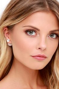 Lulu*s Cosmic Ray Gold Rhinestone Peekaboo Earrings