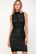 So Sultry Black And Nude Lace Sleeveless Dress | Lulus