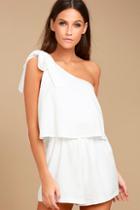 Lulus Destined For Chicness White One-shoulder Romper