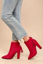 Bamboo | Mishka Red Suede Pointed Toe Ankle Booties | Size 10 | Vegan Friendly | Lulus