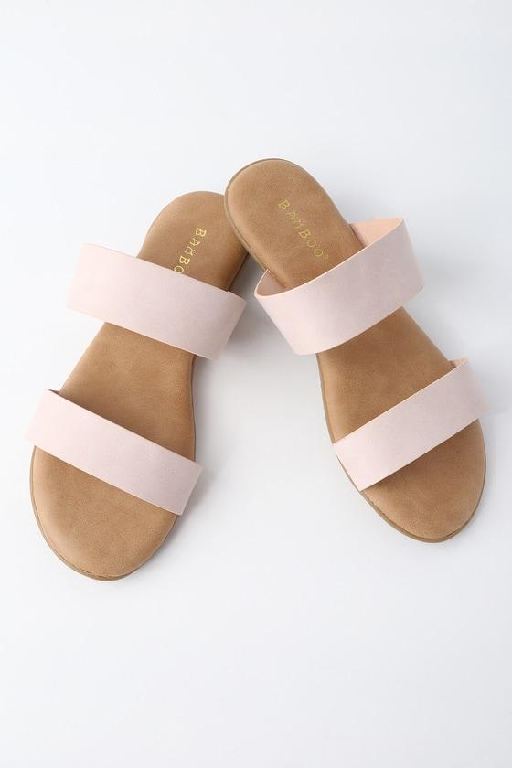 Bamboo Oona Blush Slide Sandal Heels | Lulus
