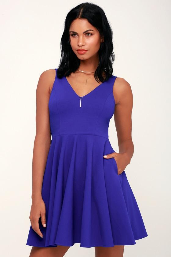 Ariana Royal Blue Skater Dress | Lulus