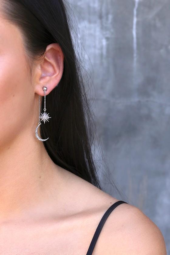 Perseids Silver Rhinestone Moon Ear Jackets | Lulus
