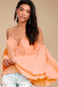 Lulus Thought-provoking Peach Off-the-shoulder Top