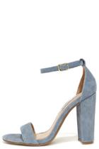 Steve Madden Carrson Blue Suede Leather Ankle Strap Heels