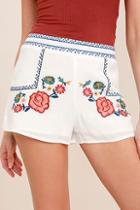 Lulus All Inclusive White Embroidered Shorts