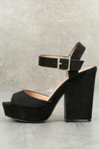 Qupid | Cabaletta Black Suede Platform Heels | Size 5.5 | Vegan Friendly | Lulus