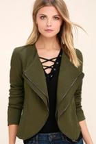 Lush The Last Word Olive Green Jacket