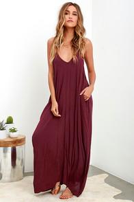 Lulus Yours Tule Burgundy Maxi Dress