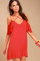 Lulus Afterglow Red Shift Dress