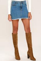 Olivia Jaymes Tennessee Chestnut Suede Knee High Heel Boots