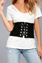 Lulus Lizabeth Black Lace-up Waist Belt
