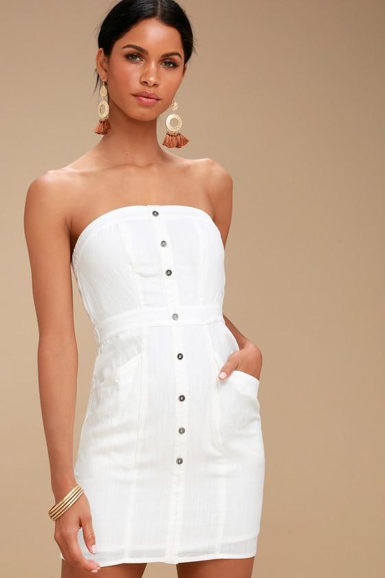 Make You Mine White Strapless Mini Dress | Lulus