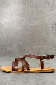 Bamboo Nadia Brown Flat Sandals