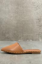 Shoe Republic La Laetitia Camel Studded Loafer Slides