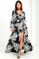 Lulus Absolutely Eloquent Black Floral Print Maxi Dress