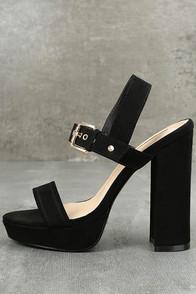Liliana Alida Black Suede Platform Heels