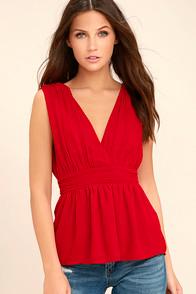 Lulus My Joy Red Peplum Top