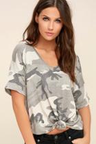Lulus Be All You Can Be Grey Camo Print Tee