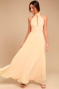 Lulus First Comes Love Light Beige Maxi Dress