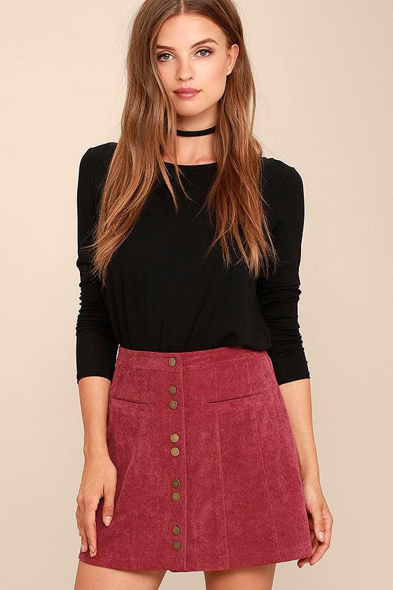 Made With Moxie Wine Red Corduroy Mini Skirt | Lulus