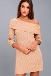 Somedays Lovin' Like A Monday Blush Pink Off-the-shoulder Sweater Dress