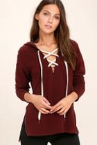 Project Social T Bali Burgundy Lace-up Hoodie