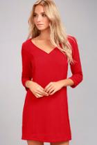 Jack By Bb Dakota Luther Red Long Sleeve Dress