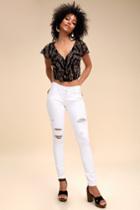Paige Verdugo White Distressed Skinny Jeans | Lulus