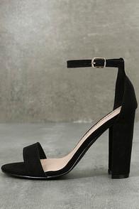 Breckelle's Raylen Black Suede Ankle Strap Heels