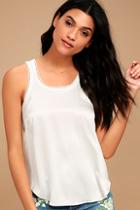 Black Swan Laine White Silk Crochet Sleeveless Top