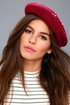 Uptown Pearl Burgundy Pearl Beret | Lulus