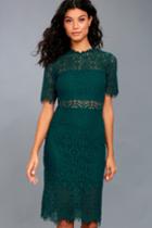 Lulus | Remarkable Forest Green Lace Dress