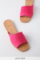 Dolce Vita Cato Fuchsia Genuine Suede Leather Slide Sandal Heels | Lulus