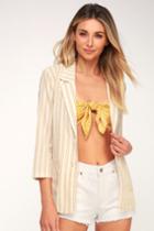 Honey Punch Louisville Beige Striped Blazer | Lulus