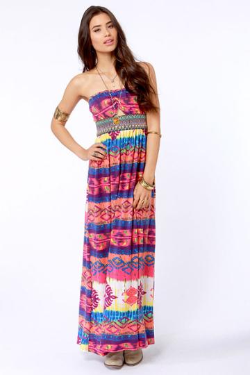 Gypsy Junkies Talulah Strapless Print Maxi Dress