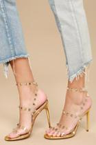 Liliana Oleanna Gold Studded Ankle Strap Heels