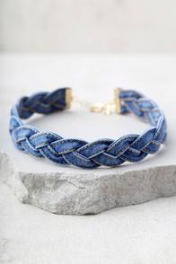 Vanessa Mooney Maureen Blue Denim Choker Necklace
