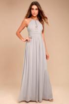 Lulus | Cherish The Night Grey Lace Maxi Dress | Size Small | 100% Polyester