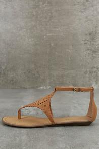 Lulus Report Ladon Tan Suede Flat Sandals