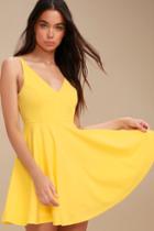 Darling Delight Yellow Skater Dress | Lulus