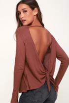 Lucy Love Back At It Mauve Long Sleeve Backless Thermal Top | Lulus