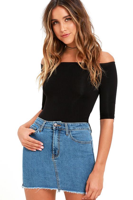 O2 Denim | Pop And Lock Medium Wash Denim Mini Skirt | Size Large | Blue | Lulus